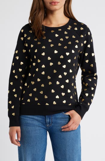 Caslon ® Heart Foil Print Graphic Sweatshirt