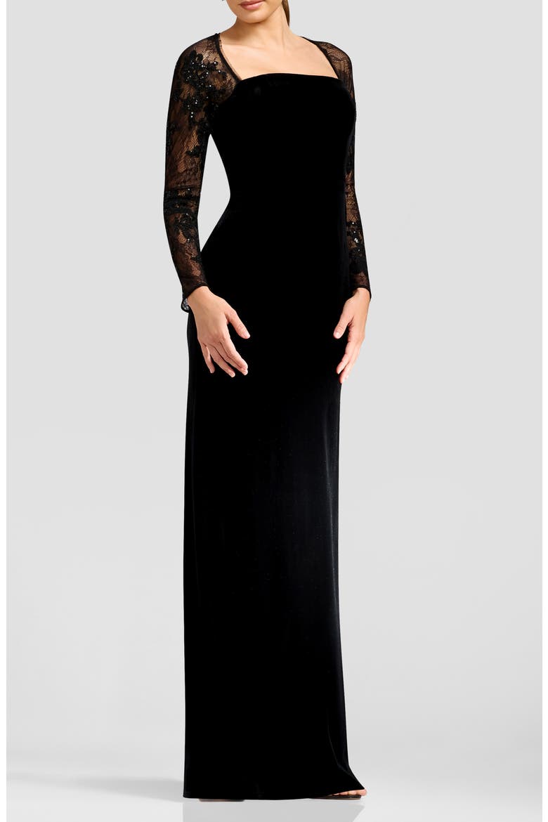 Maxwell Long Sleeve Gown, Alternate, color, BLACK