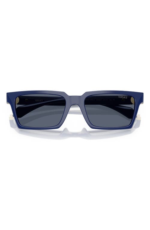 Versace 55mm Rectangular Sunglasses In Solid Blue