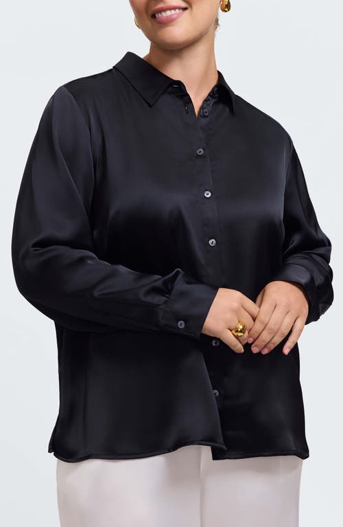 Foxcroft Bianca Satin Button-up Shirt In Multi