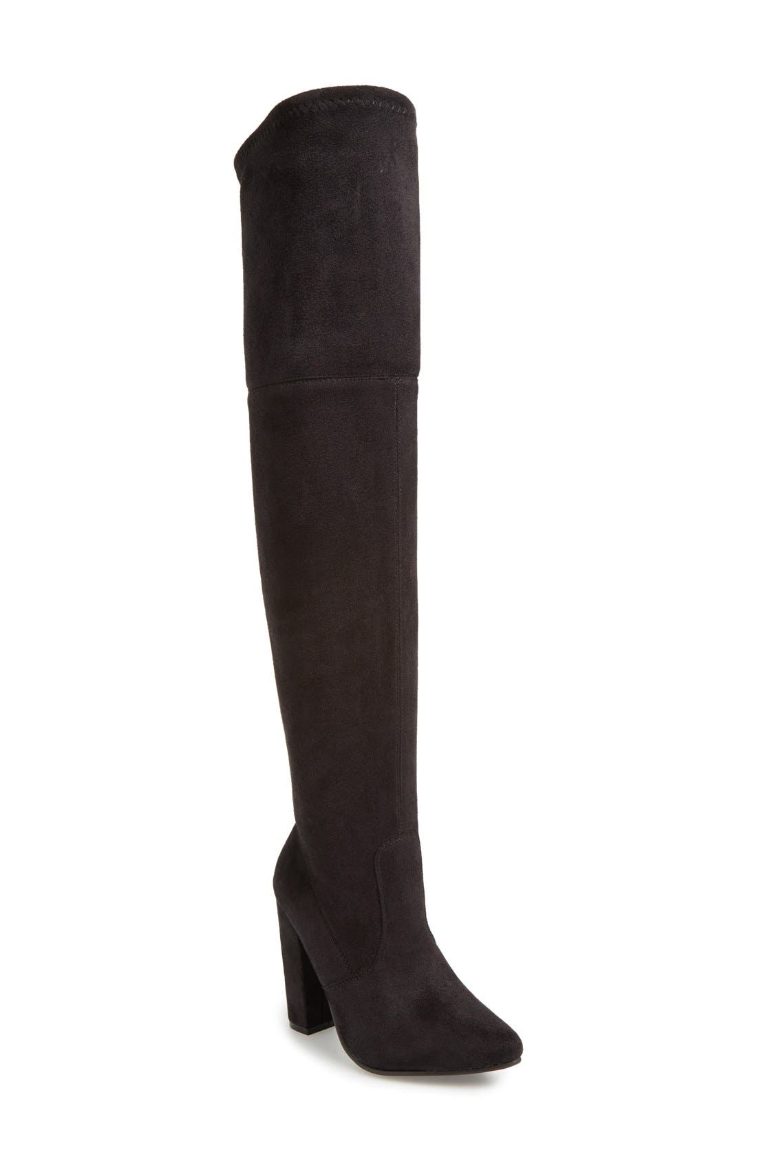 'Rocking' Over the Knee Boot, Main, color, BLACK SUEDE