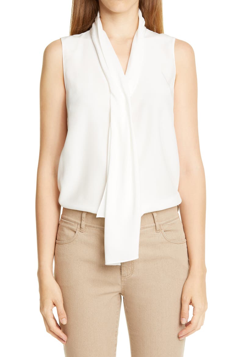 Tinley Drape Neck Silk Blouse, Main, color, CLOUD