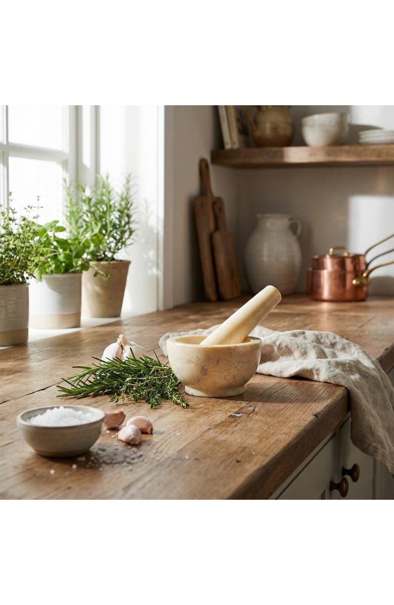 CILIO Prosecco Marble Mortar & Pestle, 2-Inch Height, Alternate, color, White