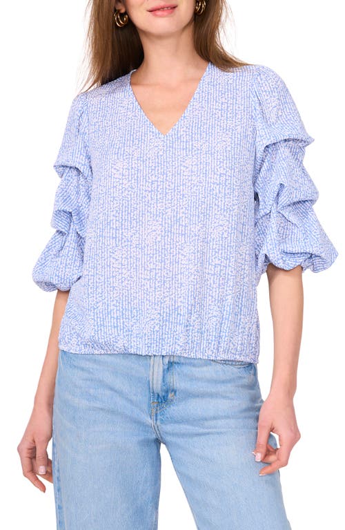 Vince Camuto Printed Bubble Sleeve Top In Blue