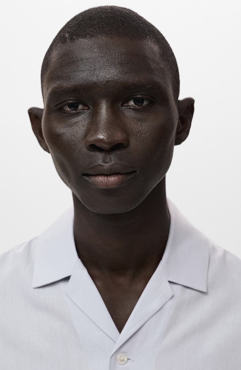 MANGO Lycocell & Linen Camp Shirt, Alternate, color, Sky Blue