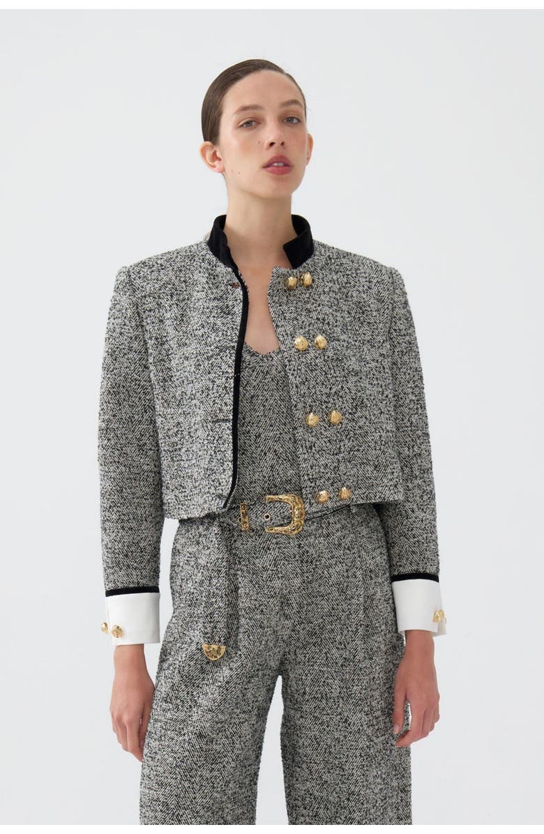 Nocturne Gold Button Detailed Crop Jacket, Main, color, 