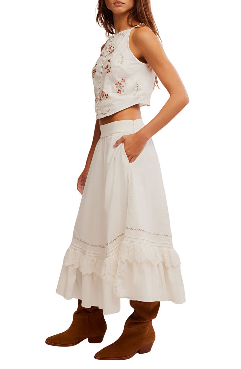 Free People Maeberrie Embroidered Crop Top and Skirt Set, Alternate, color, Ivory