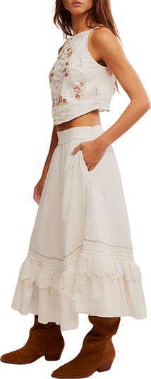 Maeberrie Embroidered Crop Top and Skirt Set