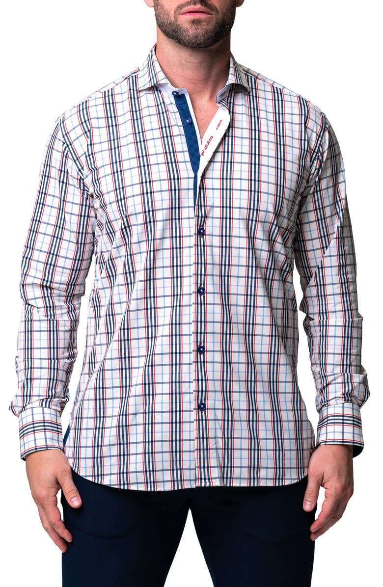 Maceoo Einstein Plaid Egyptian Cotton Button-Up Shirt, Main, color,