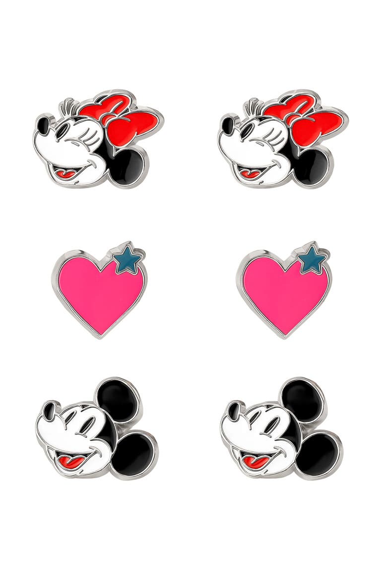 Minnie and Mickey Mouse Clip On Earrings, 3-Pack, Alternate, color, Multicolor