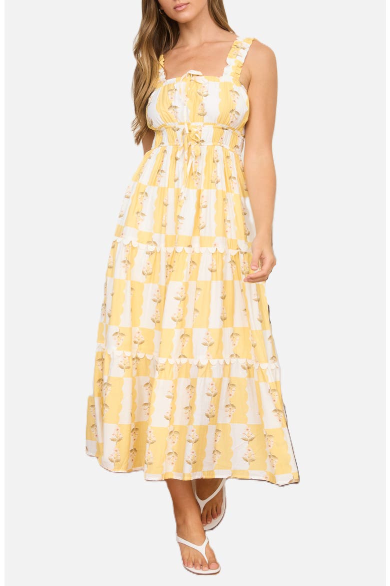 Tiered Midi Dress, Main, color, YELLOW MULTI