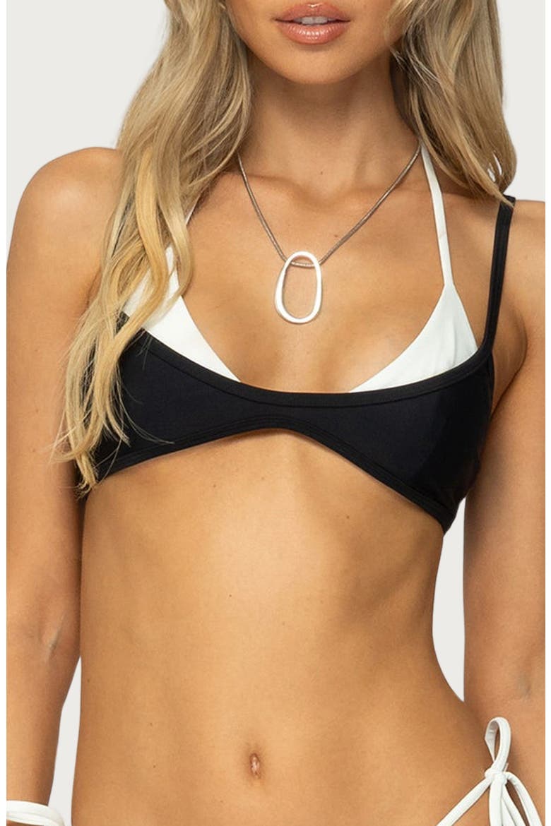 Jessica Layered Bikini Top, Main, color, BLACK-AND-WHITE