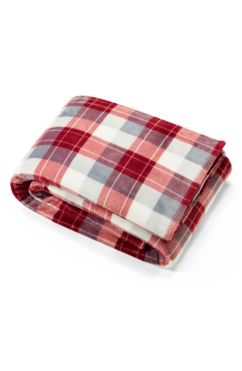 Nautica Bluff Plaid Print Ultra Soft Throw Blanket, Main, color,