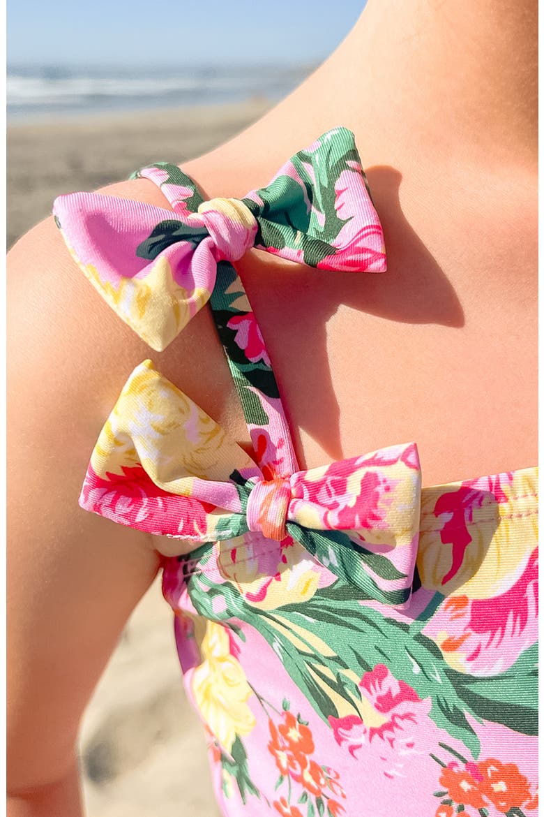 Kids' Maddy Bow One-Piece Swimsuit, Alternate, color, DAHLIA