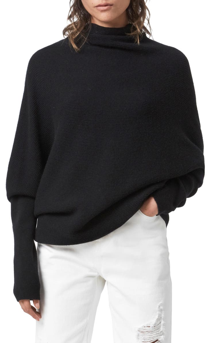 AllSaints Ridley Funnel Neck Wool & Cashmere Sweater, Main, color,