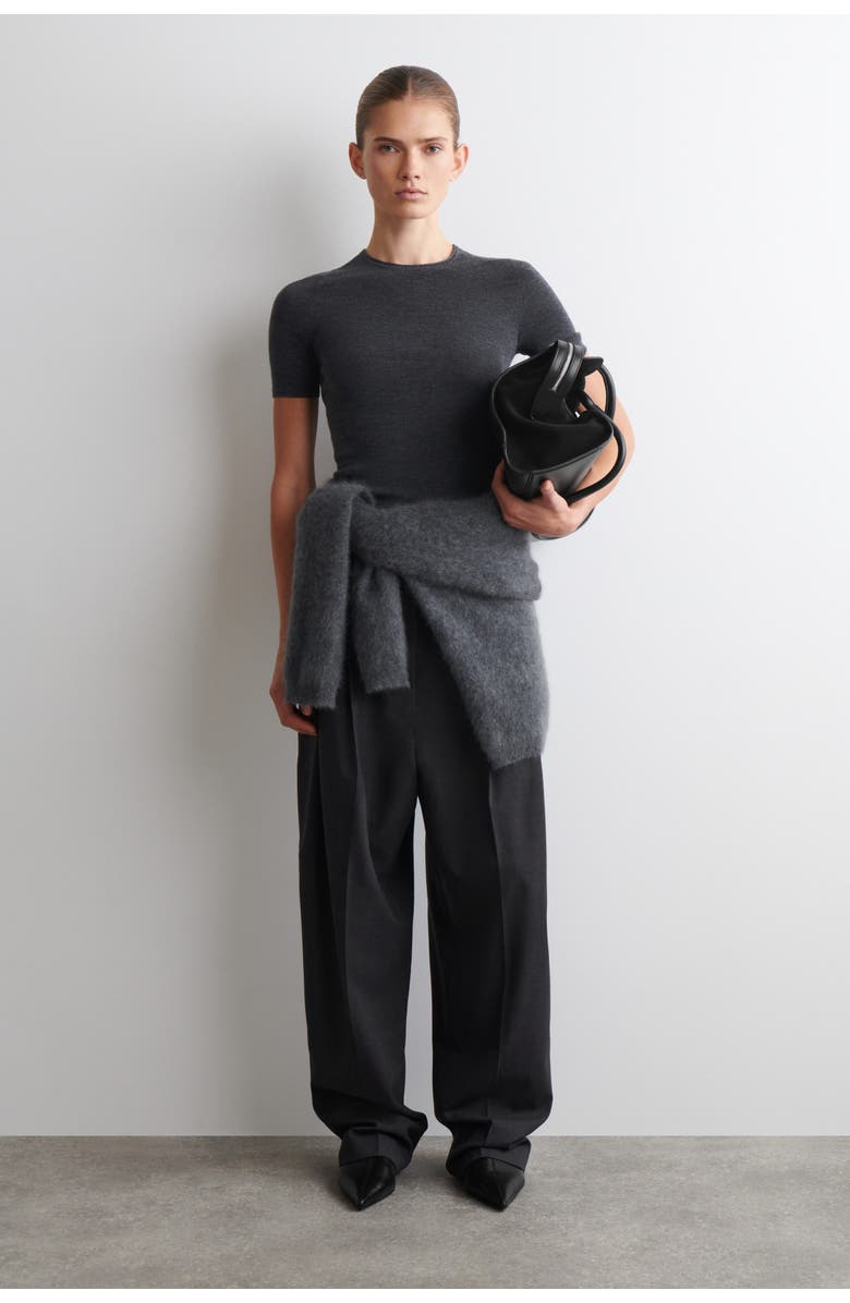 COS Seamless Merino Wool T-Shirt, Alternate, color, Charcoal Mélange
