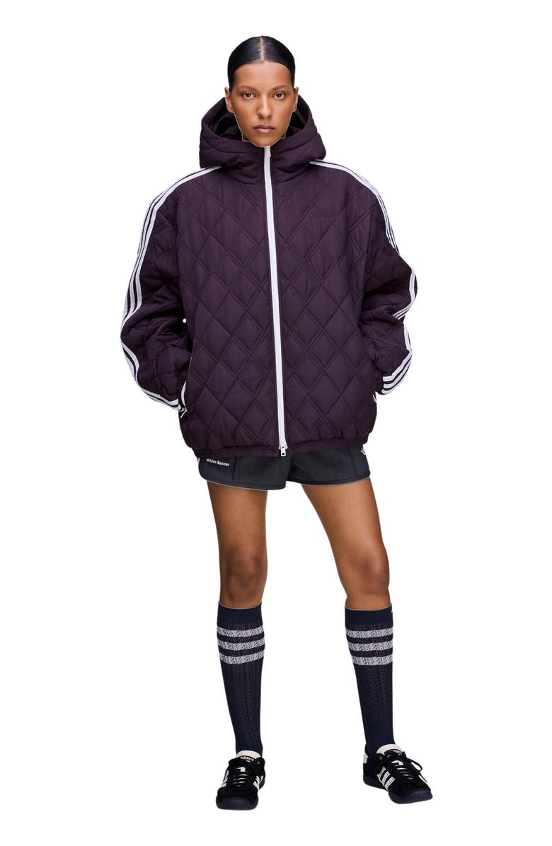 adidas x Wales Bonner Hooded Quilted Jacket, Alternate, color, Shadow Maroon