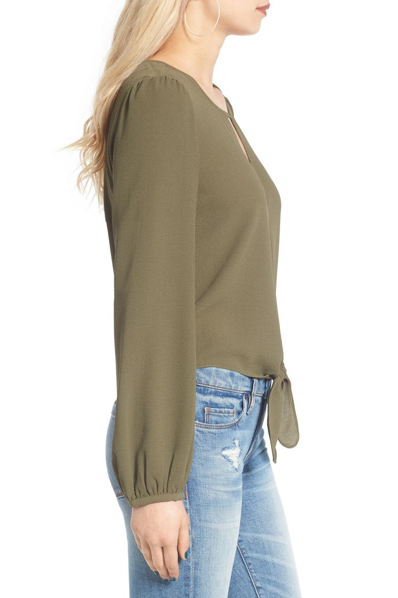 Tie Front Top, Alternate, color, OLIVE SARMA