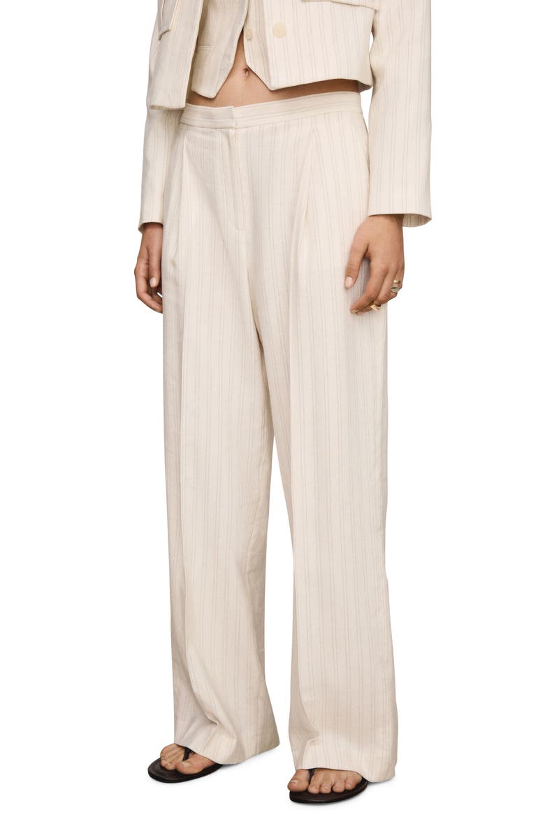 Stripe Straight Leg Pants, Main, color, ECRU