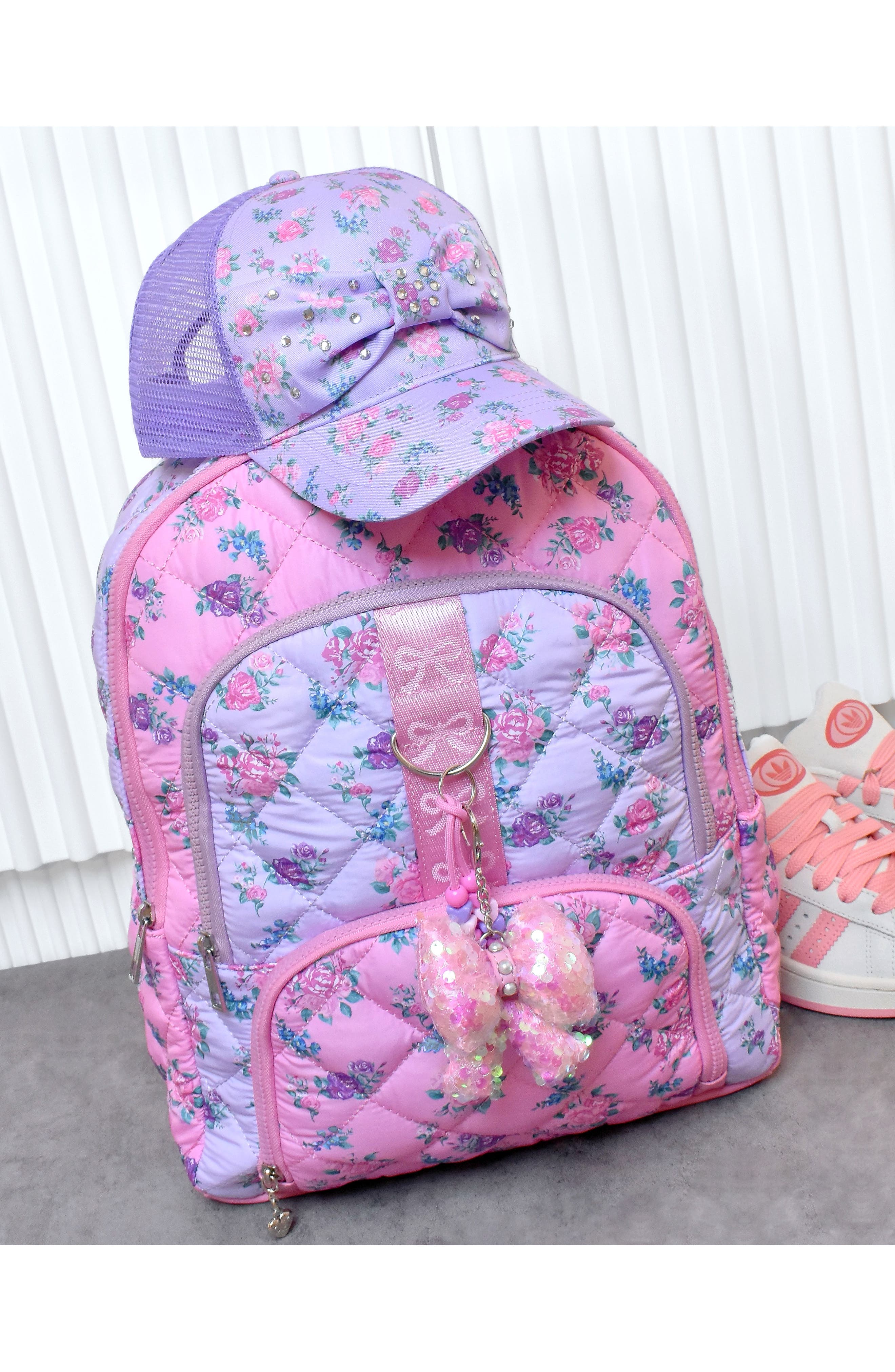 Large Floral Quilted Backpack, Alternate, color, MULTI COLORS