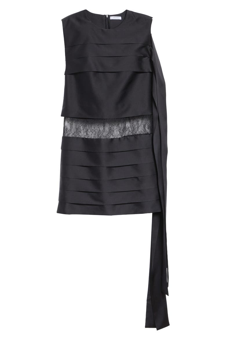 Lace Trim Silk Minidress, Alternate, color, NERO