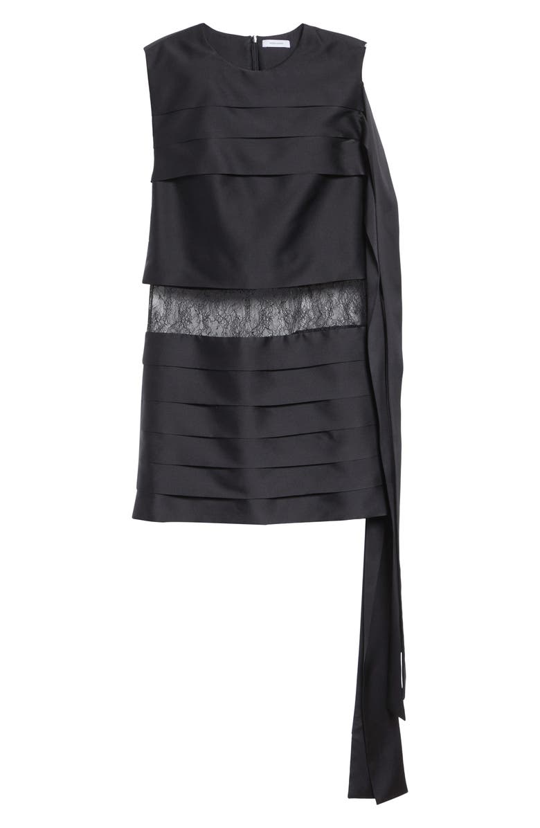 FERRAGAMO Lace Trim Silk Minidress, Main, color, Nero