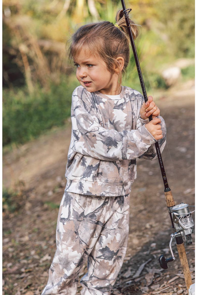 Kids' Camo Hacci Sweatshirt & Joggers Set, Alternate, color, IVORY
