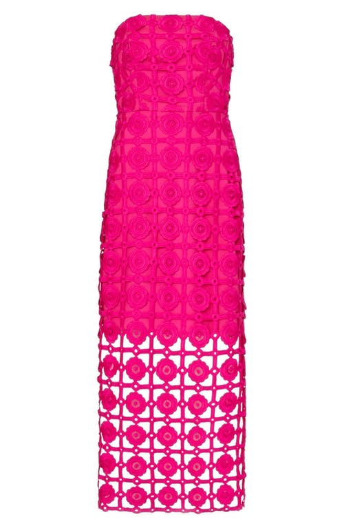 MILLY MILLY KAIT LACE STRAPLESS MIDI DRESS