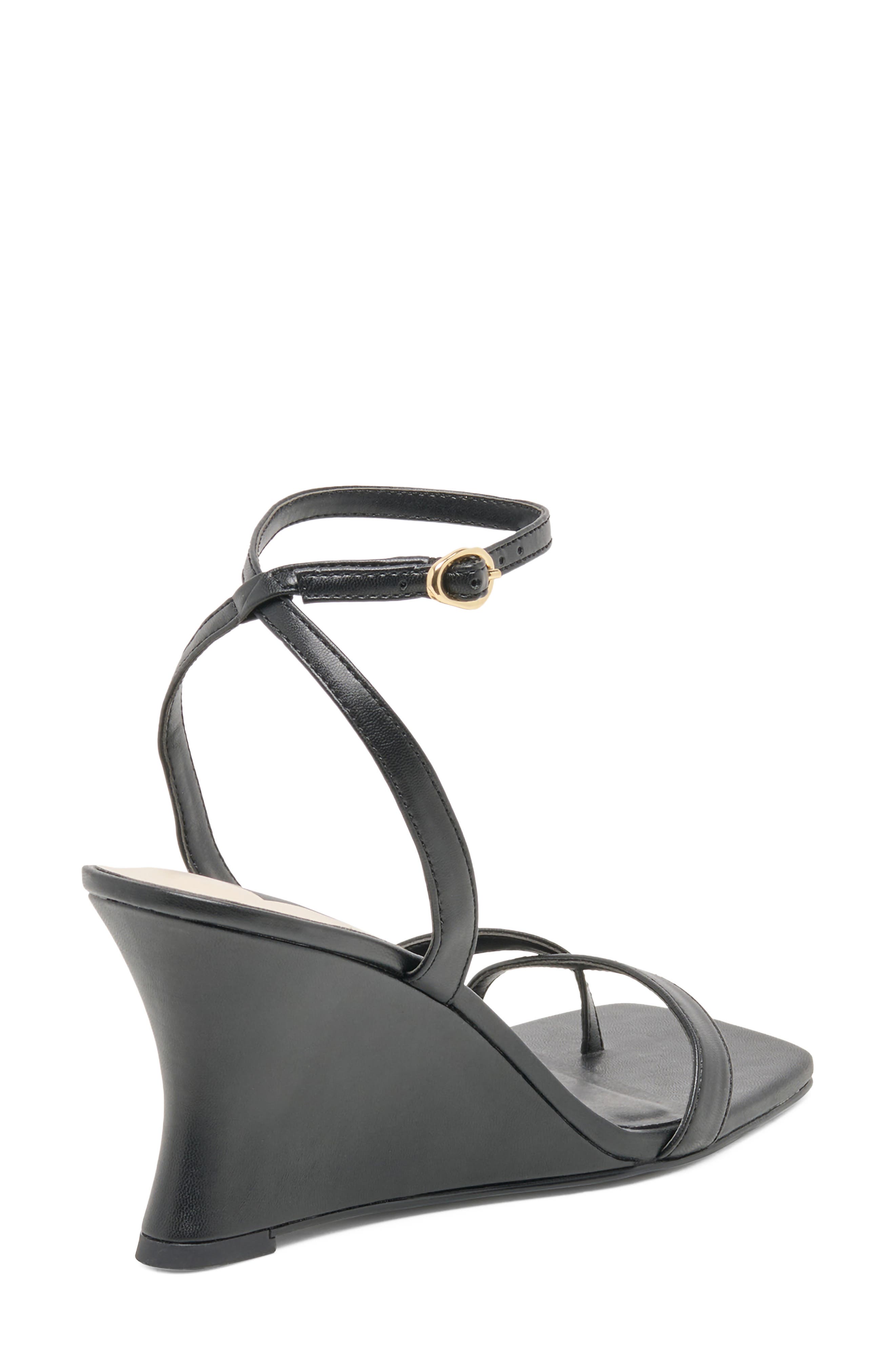Solene Ankle Strap Wedge Sandal, Alternate, color, BLACK