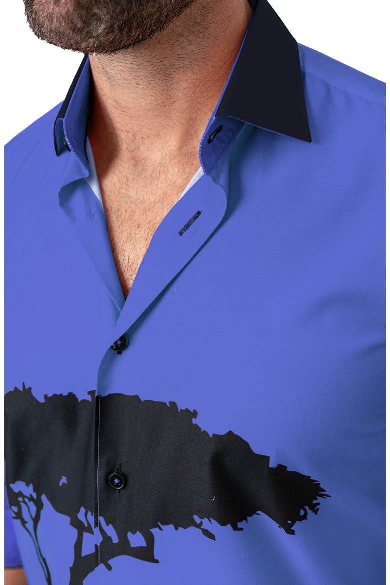 Fibonacci Cotton Button-Up Shirt, Alternate, color, MUFASA BLUE