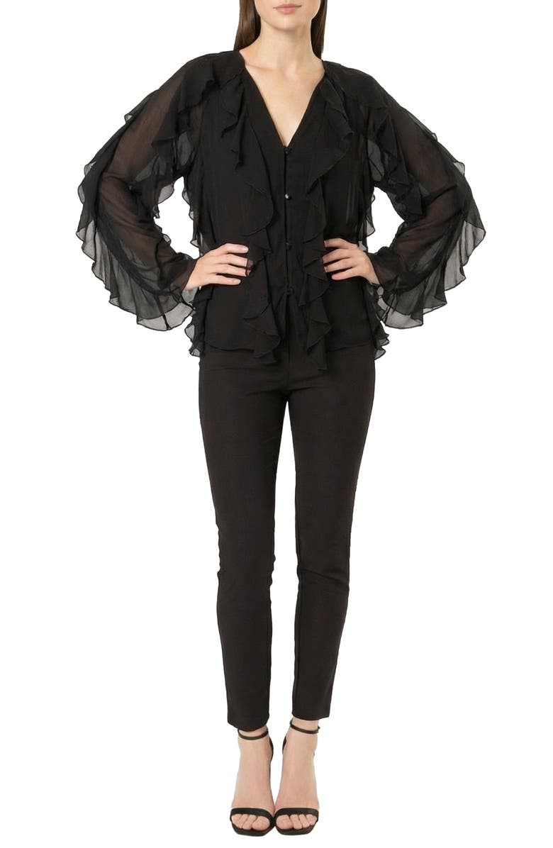 AREA STARS Flyn Ruffle Blouse, Alternate, color, Black