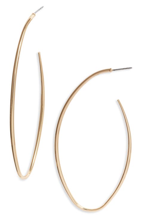 Elongated Oval Hoop Earrings