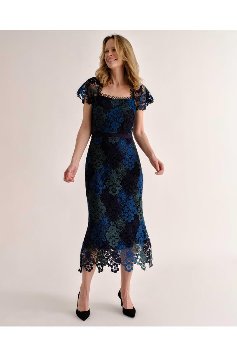 Waverly Ombre Lace Midi Dress, Alternate, color, Navy