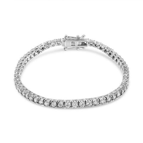 14K White Gold 3.0 Ctw Miracle Set Lab Grown Diamond Illusion  Tennis Bracelet