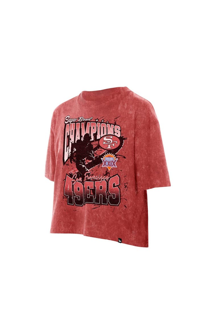 Women's New Era Scarlet San Francisco 49ers Cropped Boxy Sport Classics Mineral Wash T-Shirt, Alternate, color, Scarlet