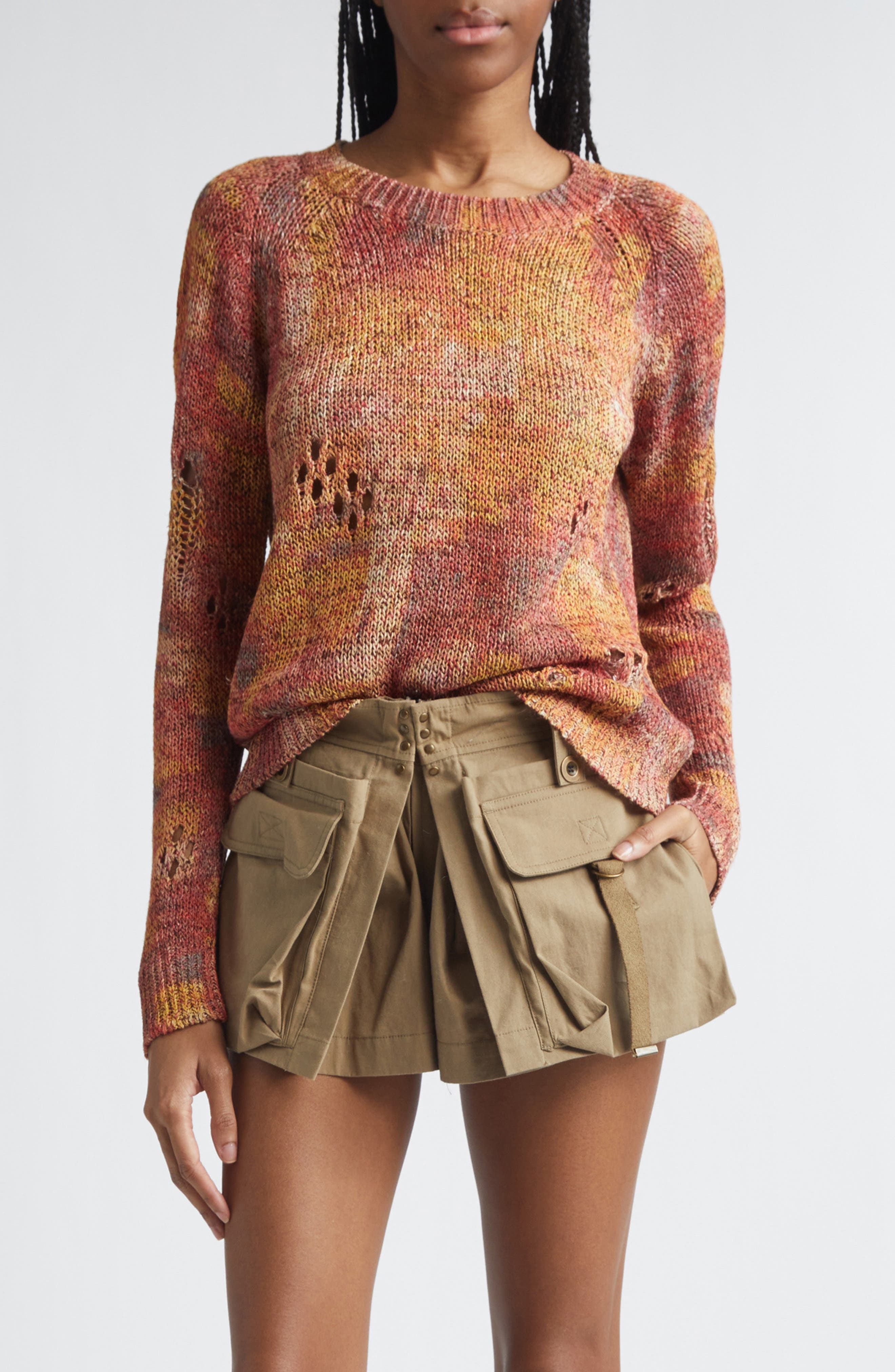 Haby Openwork Ladder Stitch Sweater