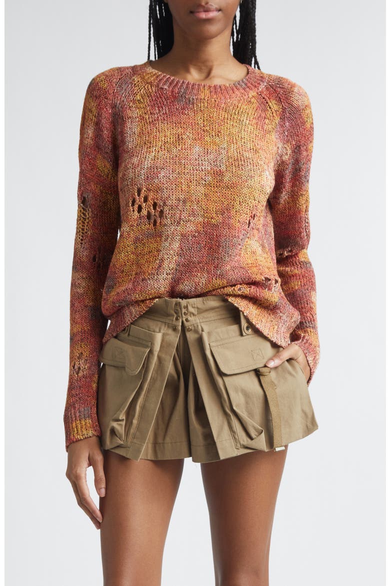 Haby Openwork Ladder Stitch Sweater, Main, color, ORANGE