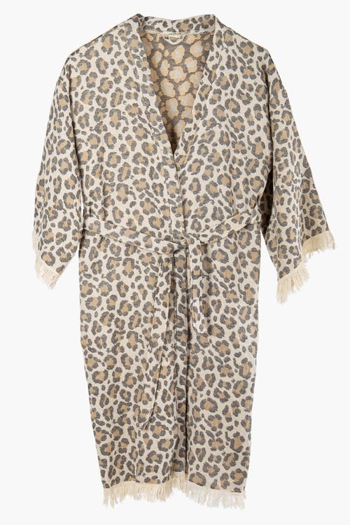 Forever & Always Shoes Calista Handmade Leopard Cotton Kimono In Neutral