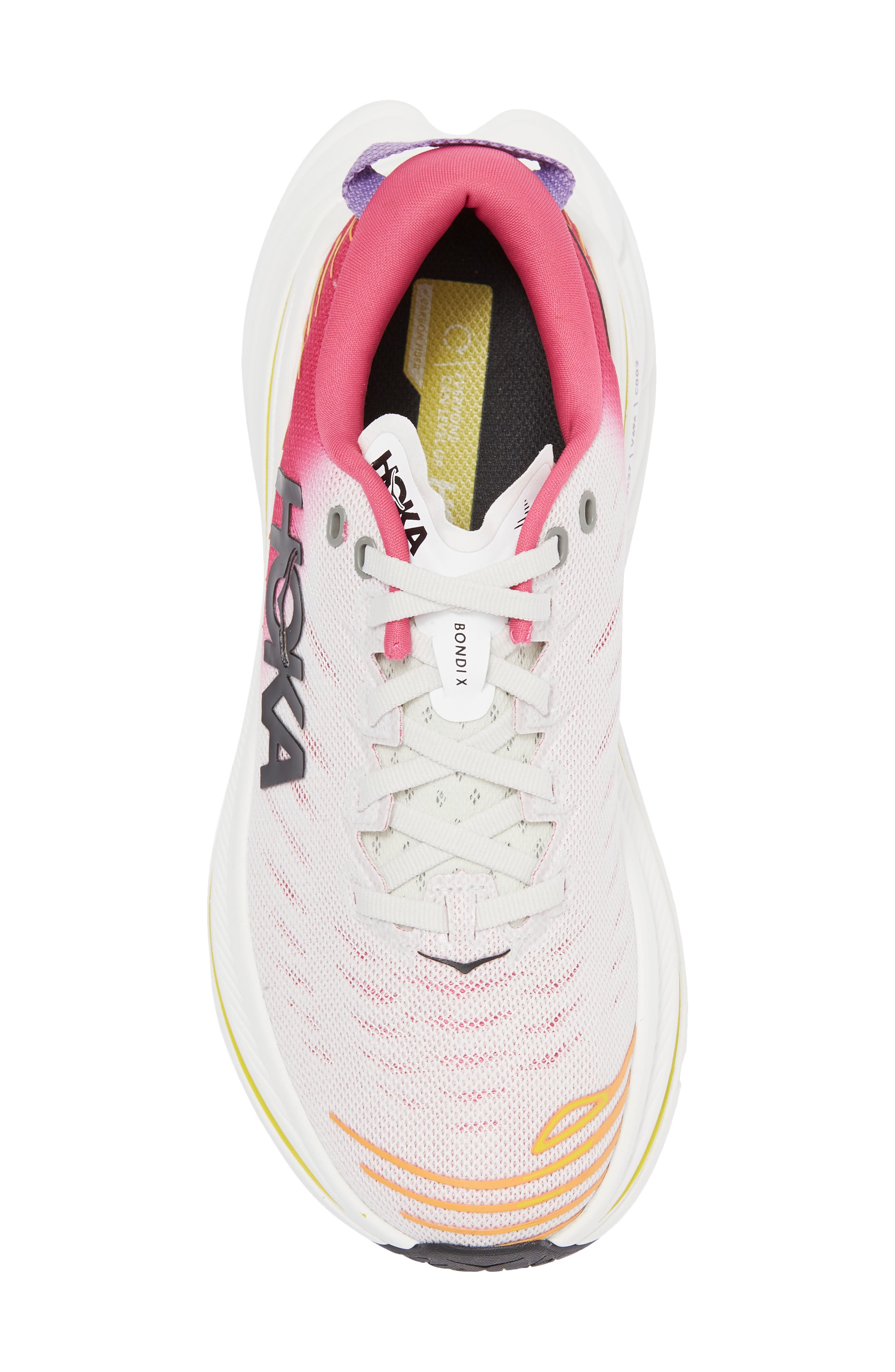 Bondi X Running Shoe, Alternate, color, BLANC DE BLANC / PINK YARROW