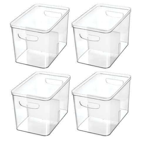 Divided Pantry Organizer Bin - Set of 4 - Clear/White