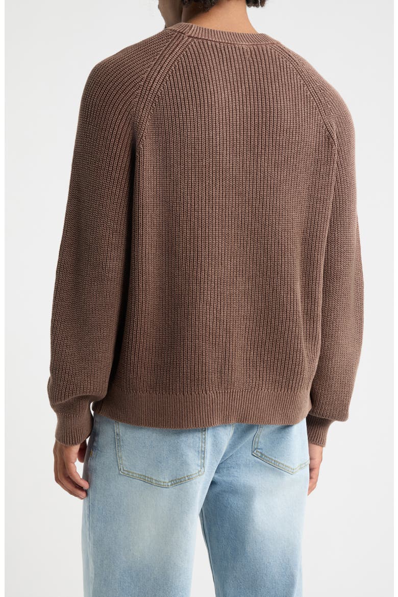 Heavyweight Ribbed Cotton Crewneck Sweater, Alternate, color, BROWN COFFEE