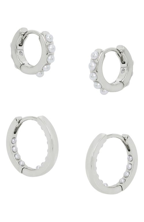Allsaints Set Of 2 Faux Pearl Huggie Hoop Earrings