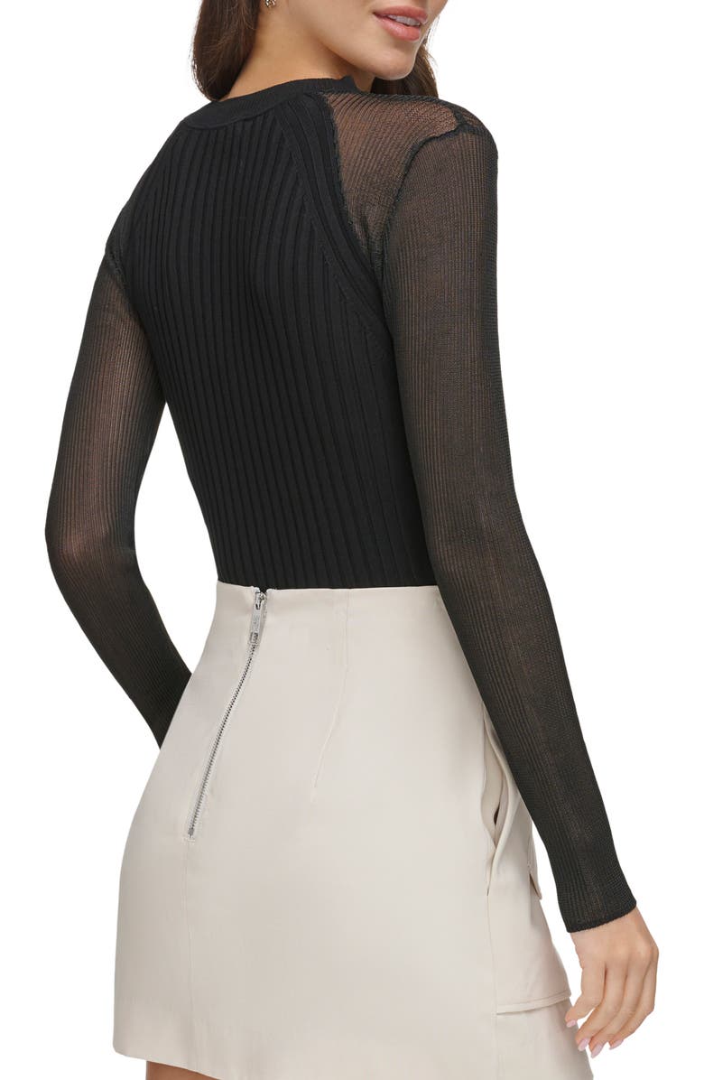 DKNY Sheer Sleeve Rib Sweater, Alternate, color,
