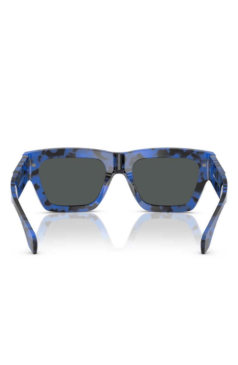 Versace 55mm Plaque Rectangular Sunglasses, Alternate, color, Havana Blue
