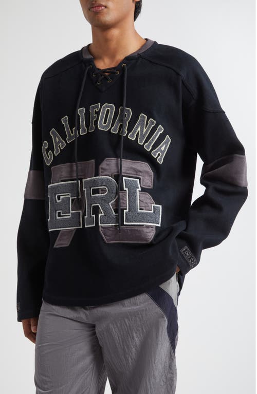 Erl Gender Inclusive Laced Hockey Jersey Sweatshirt In Black