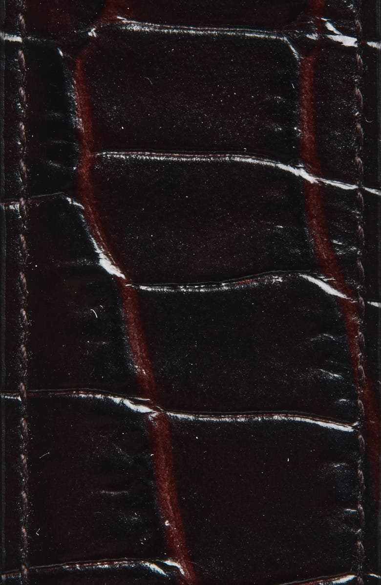 Saint Laurent La 66 Buckle Croc Embossed Leather Belt, Alternate, color, Fondente/ Fondente