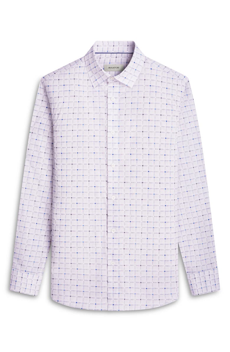 Bugatchi Karl Shaped Fit Check Button-Up Shirt, Alternate, color, White
