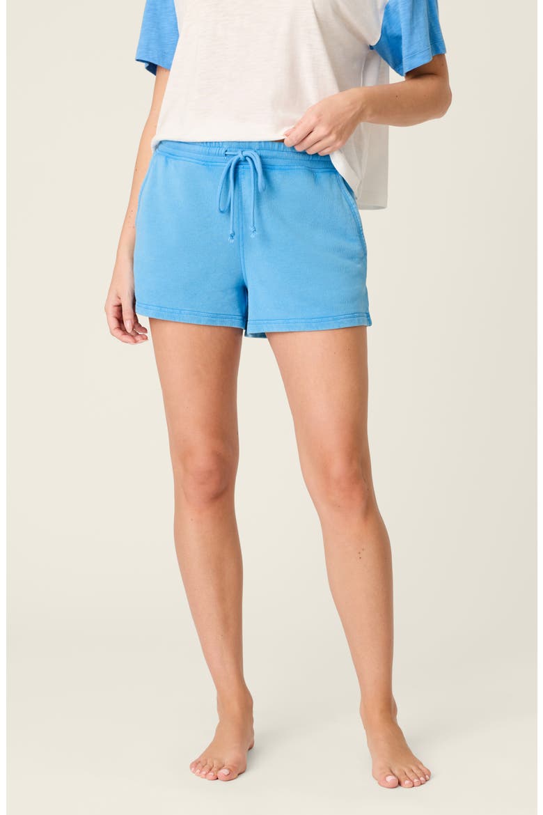 Washed Away Cotton French Terry Short Pajama Bottoms, Alternate, color, MARINE BLUE