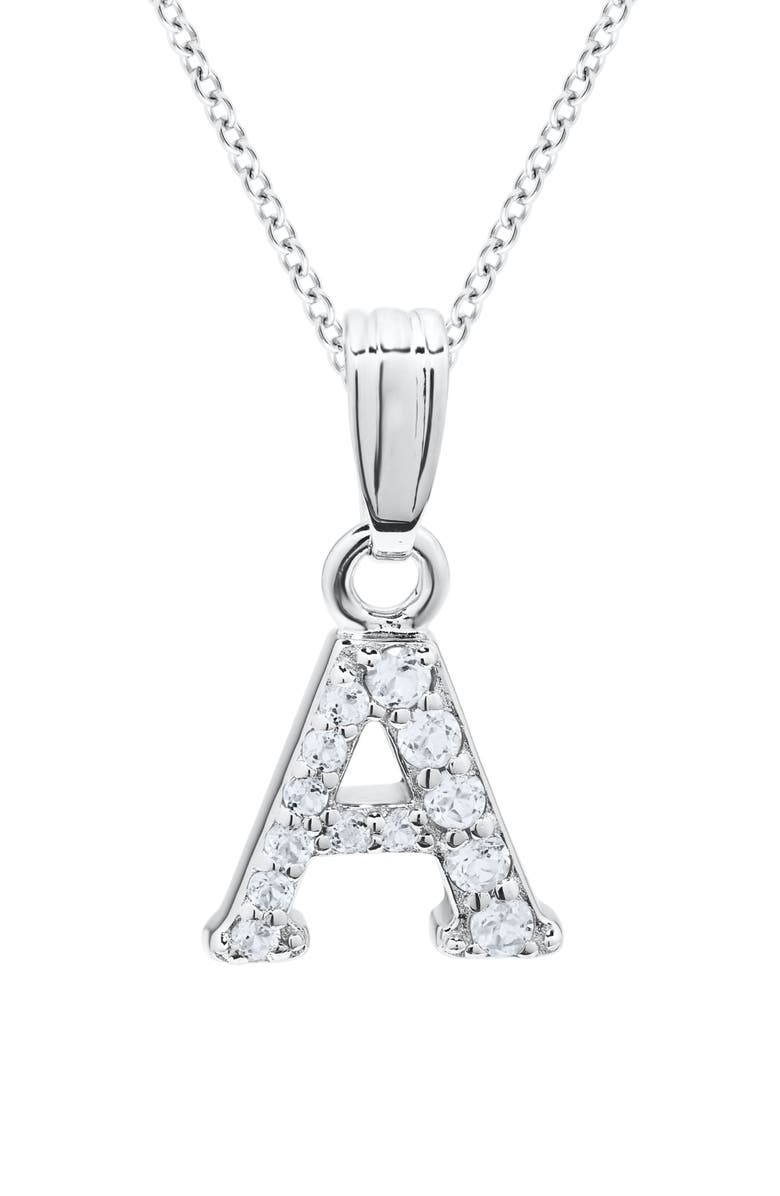 Mignonette White Topaz Pavé Initial Pendant Necklace, Main, color, Silver- A