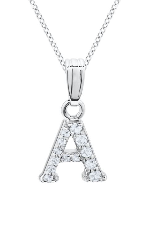 White Topaz Pavé Initial Pendant Necklace (Baby)